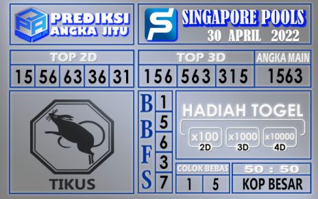 Prediksi Togel Singapore hari ini 30 April 2022