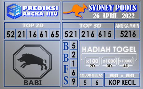 Prediksi togel sydney hari ini 26 April 2022