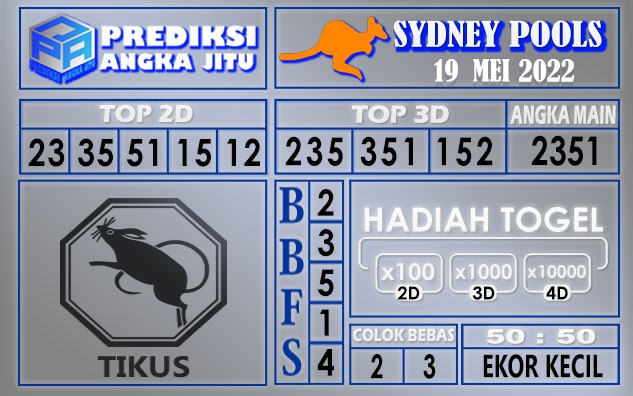 Prediksi togel sydney hari ini 19 mei 2022