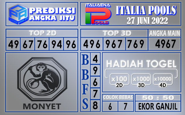 Prediksi togel italia hari ini 27 juni 2022