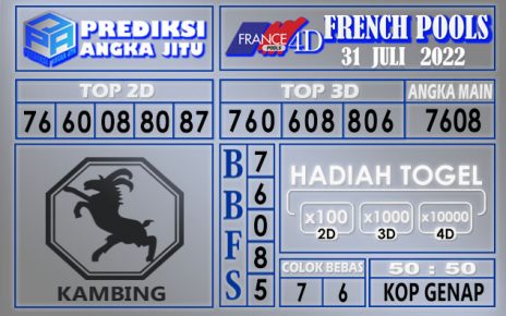 Prediksi togel French hari ini 31 Juli 2022