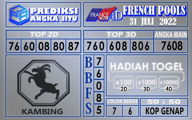 Prediksi togel French hari ini 31 Juli 2022