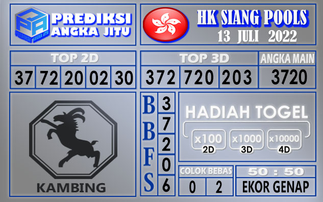 Prediksi togel Hk siang hari ini 13 Juli 2022