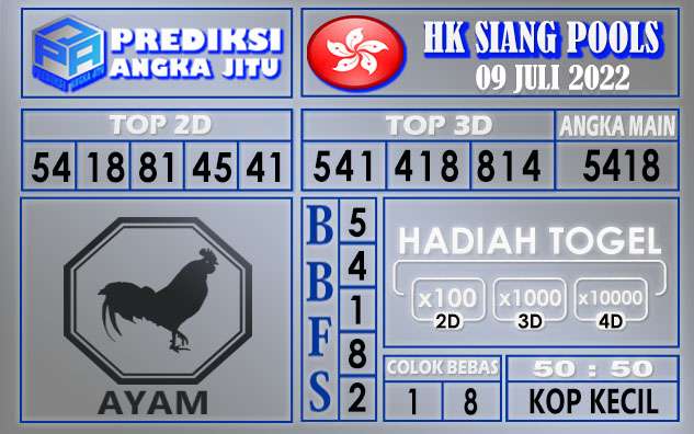 Prediksi togel Hksiang hari ini 09 juli 2022