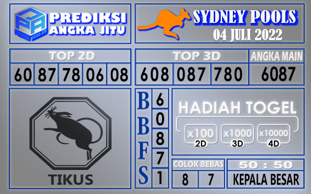 Prediksi togel Sydney hari ini 04 juli 2022