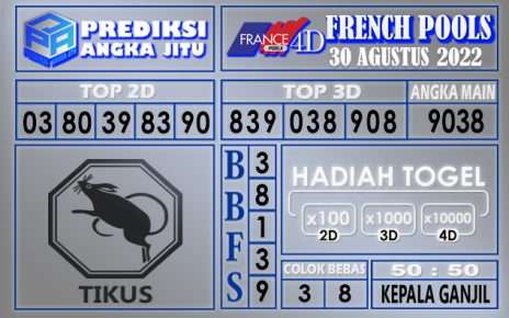 Prediksi Togel French Hari Ini 30 Agustus 2022