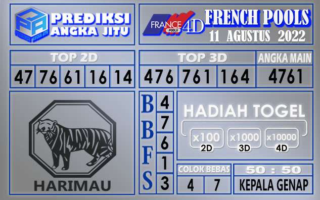 Prediksi Togel French hari ini 11 Agustus 2022