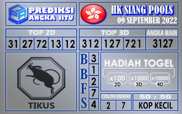 Prediksi togel Hksiang hari ini 09 september 2022