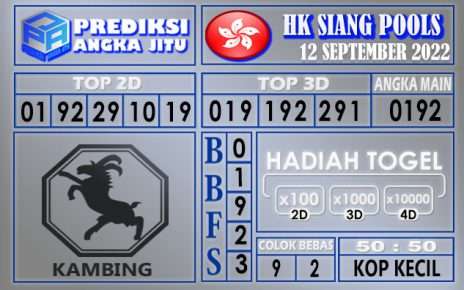 Prediksi togel hksiang hari ini 12 september 2022