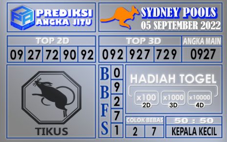 Prediksi togel sydney hari ini 05 september 2022