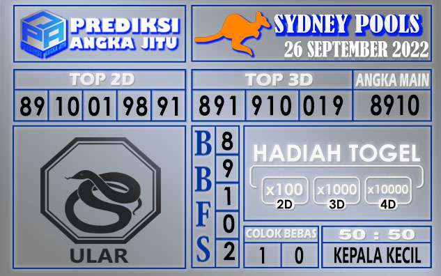 Prediksi togel sydney hari ini 26 september 2022