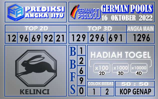 Prediksi togel German hari ini 16 Oktober 2022