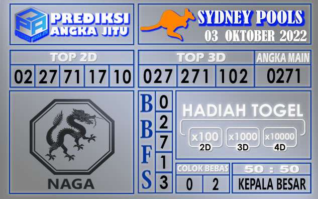 Prediksi togel sydney hari ini 03 oktober 2022