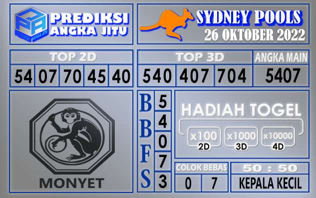 Prediksi togel sydney hari ini 26 oktober 2022