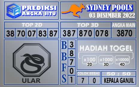 Prediksi togel sydney hari ini 03 desember 2022