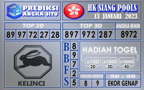 Prediksi togel Hk siang hari ini 13 Januari 2023