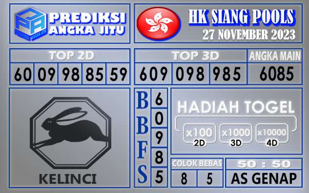 PREDIKSI HK SIANG 27 NOVEMBER 2023