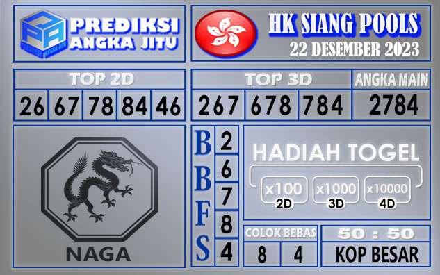 PREDIKSI HK SIANG 22 DESEMBER 2023