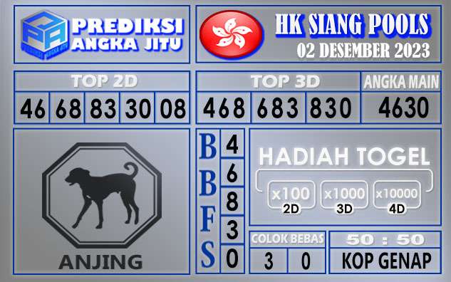 PREDIKSI HK SIANG 02 DESEMBER 2023