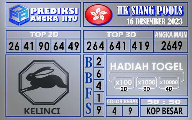 Prediksi HK Siang 16 Desember 2023