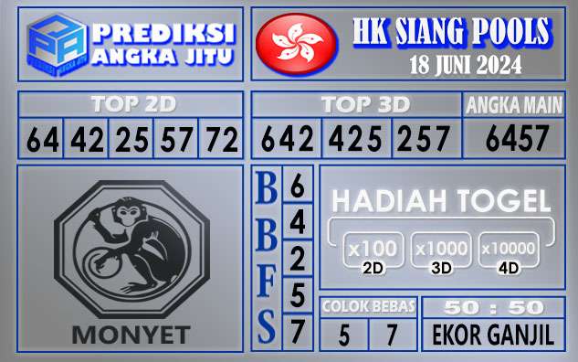 PREDIKSI HK SIANG 18 JUNI 2024