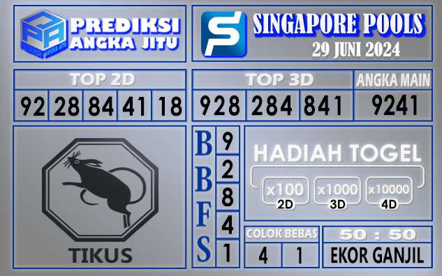 PREDIKSI SINGAPORE 29 JUNI 2024