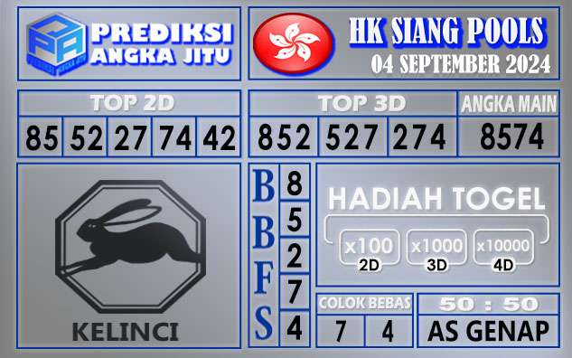 PREDIKSI HK SIANG 04 SEPTEMBER 2024