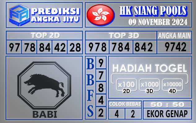 PREDIKSI HK SIANG 09 NOVEMBER 2024