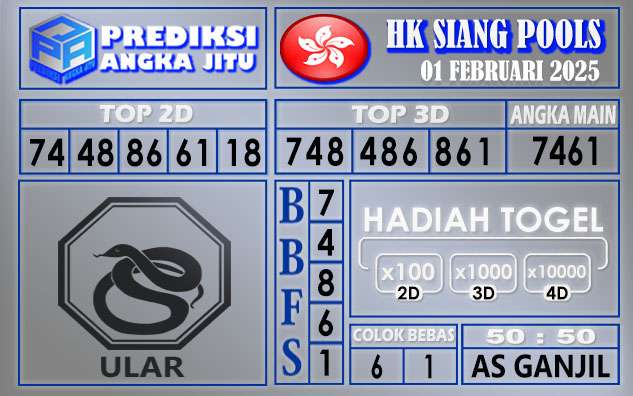 PREDIKSI HK SIANG 01 FEBRUARI 2025